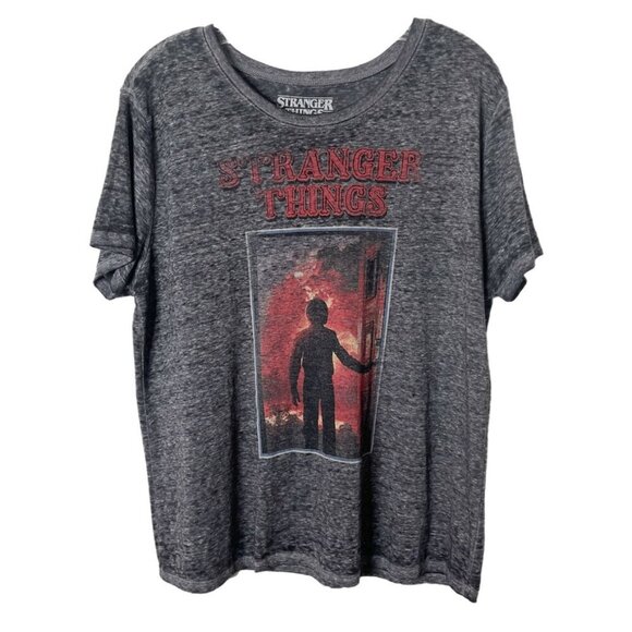 Stranger Things Netflix Women's Graphic T-Shirt XXL Gray Burnout Short Sleeve - Picture 1 of 7